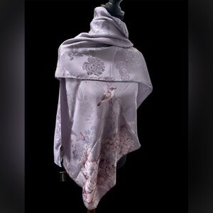 Lavender Floral & Bird Jacquard Wrap - Women's Scarf